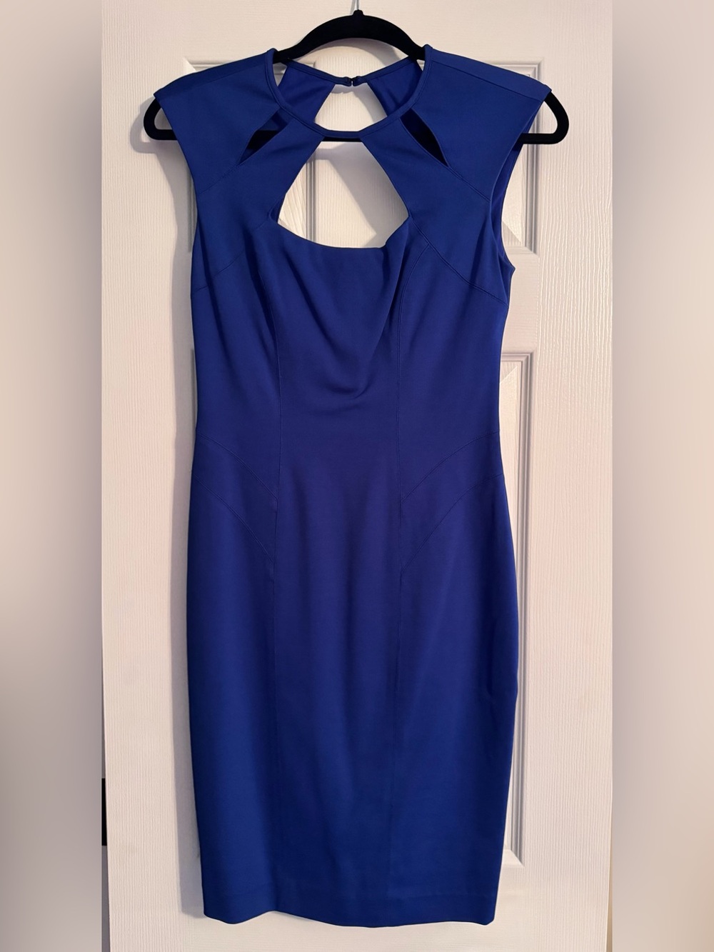 Cache Sleek Royal Blue Keyhole Sheath Dress, Size 2